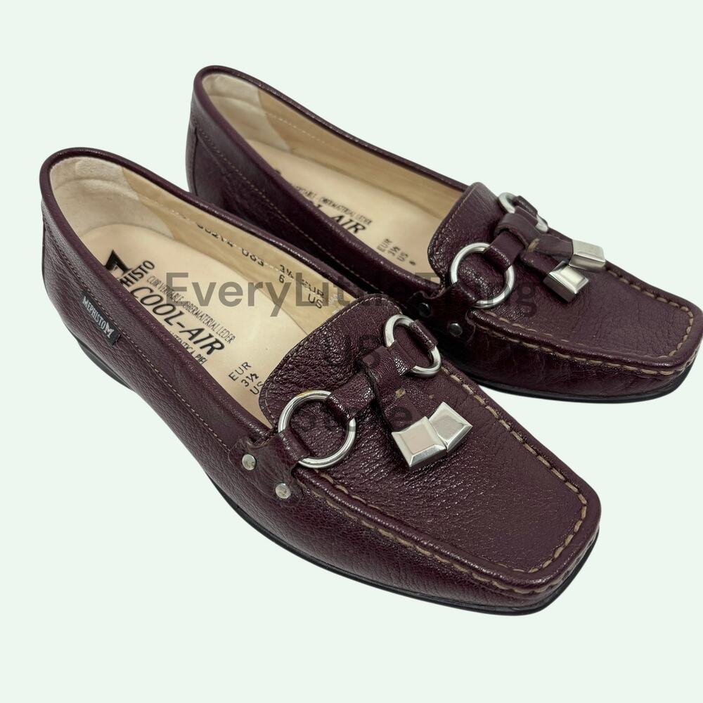 Mephisto Cool‎ Air Loafers Womens 6 Leather Slip On Shoes Red Work Office EUC